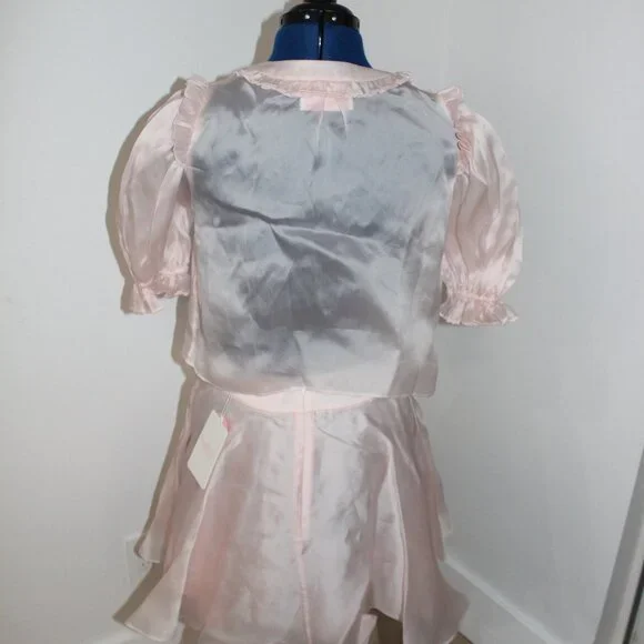 Selkie Pink The Silk Satin Paper Doll Blouse & Skirt Set - Picture 2 of 4